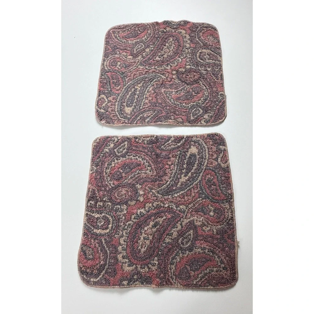 Viintage Royal Velvet Fieldcrest Washcloth Set 2 Antique Rose Paisley Cotton NWT